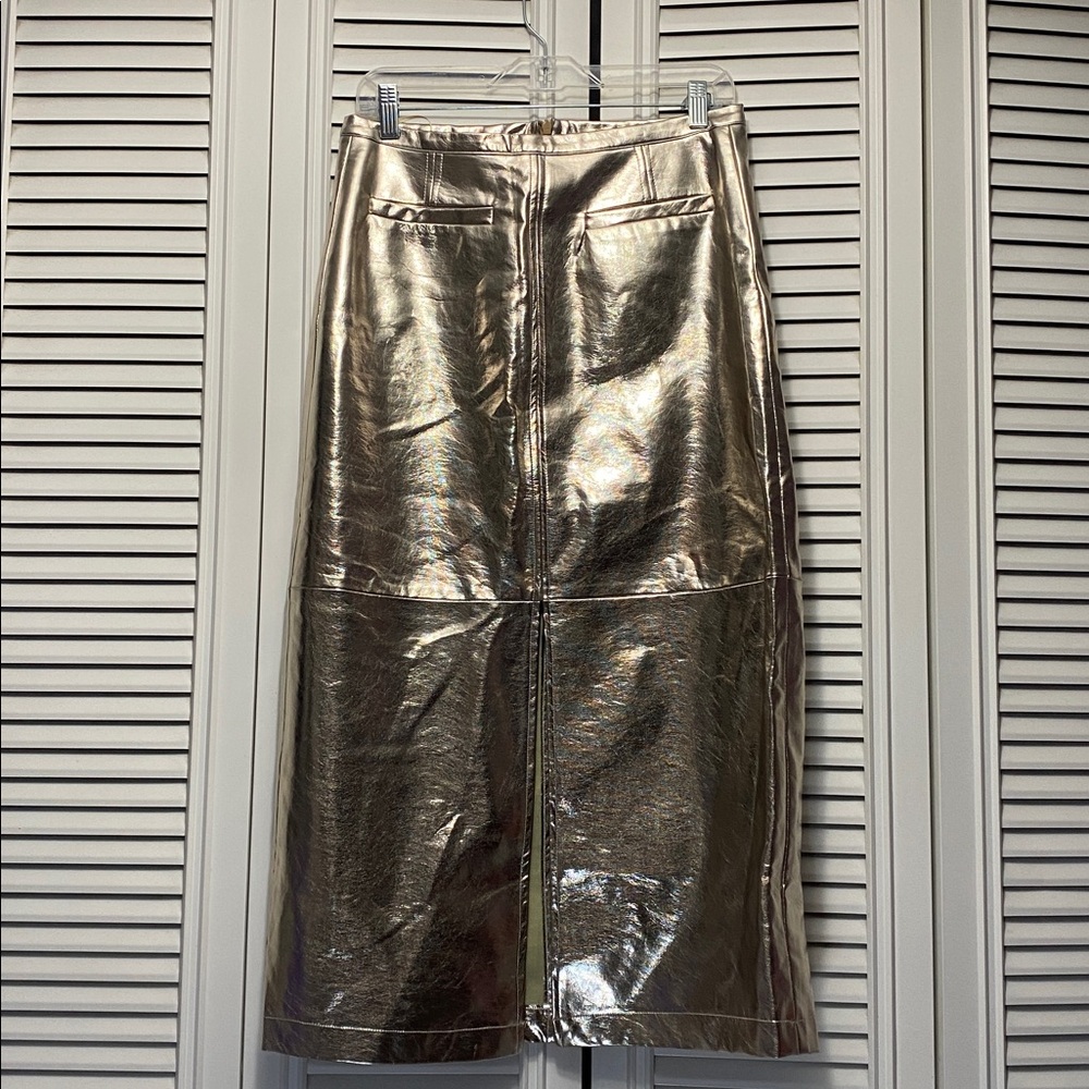 Soaked Danila Metallic Gold Midi Vegan Leather Skirt - Picture 4 of 8